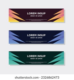 abstract modern collection of web banner template. Abstract geometric web design banner template isolated on dark grey background