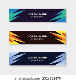 abstract modern collection of web banner template. Abstract geometric web design banner template isolated on dark grey background