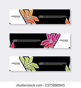 abstract modern collection of web banner template. Abstract geometric web design banner template isolated on dark grey background