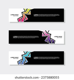 abstract modern collection of web banner template. Abstract geometric web design banner template isolated on dark grey background