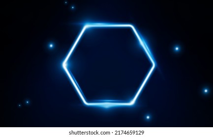 Abstract Modern colored poster for sports Light out technology and with neon hexagon and triangles. Hitech communication concept innovation background,  vector design