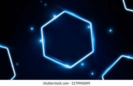 Abstract Modern colored poster for sports Light out technology and with neon hexagon and triangles. Hitech communication concept innovation background,  vector design