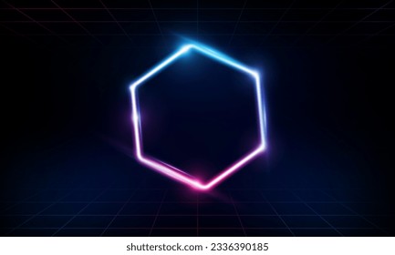 Abstract Modern colored poster for sports Light out technology and with neon hexagon and triangles. Hitech communication concept innovation background,  vector design