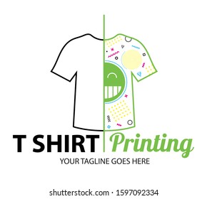 Abstract modern colored vector logo template of t-shirt printing. For typography, print, corporate identity, workshop, branding, factory, serigraphy,  isolated on white background,