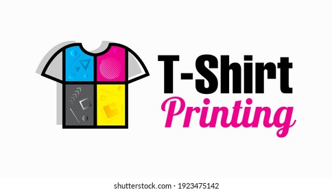 Abstrakte moderne, farbige Vektorlogo-Vorlage für T-Shirt-Druck. Für Typografie, Druck, Unternehmensidentität, Workshop, Branding, Fabrik, Serigraphie, einzeln auf weißem Hintergrund.