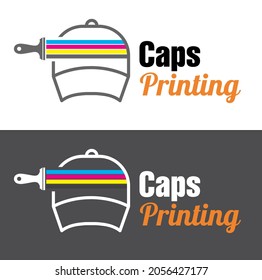 Abstract modern colored vector logo template of printable cap. For typography, print, corporate identity, workshop, branding, factory, serigraphy, isolated on gray background,