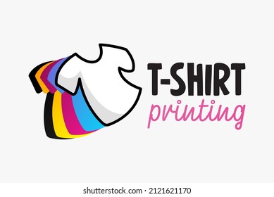 Abstrakte moderne, farbige Vektorlogo-Vorlage für T-Shirt-Druck. Für Typografie, Druck, Unternehmensidentität, Workshop, Branding, Fabrik, Serigraphie, einzeln auf weißem Hintergrund.