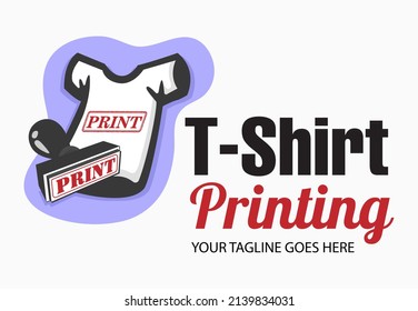 Abstract modern colored vector logo template of t-shirt printing. For typography, print, corporate identity, workshop, branding, factory, serigraphy, isolated on white  background.