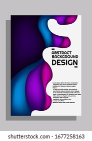 Abstract modern colorful 3d background design with waves and liquid shapes, designed in A4 size, can be used for posters, banners, books, business cards etc. Cool flat design. EPS vector