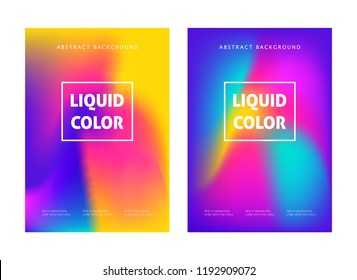 Abstract modern colorful backgrounds set. Fluid bright color gradient. Minimal futuristic liquid shape design. Vector