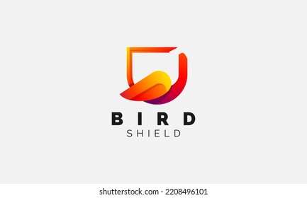 Abstract Modern Colorful Bird logo with shield concept