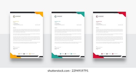 Abstract modern colorful business letterhead template. color variation creative letterhead Template. color variation creative letterhead template design. modern letterhead design template for your pro