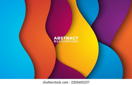 Abstract modern colorful, gradient dynamic geometric abstract wavy background and papercut style effect design vector illustration.