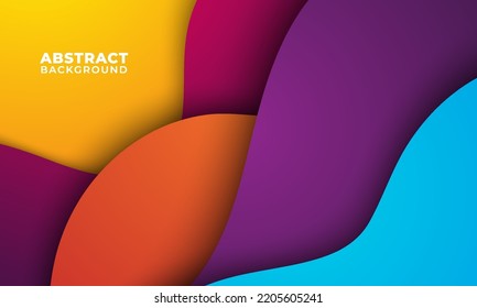 Abstract modern colorful, gradient dynamic geometric abstract wavy background and papercut style effect design vector illustration.