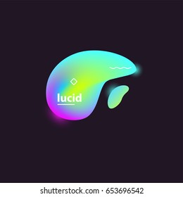 Abstract modern colorful gradient shapes on dark background. Violet, pink, turquoise and green acid colors with white geometric elements. Vector minimalist artwork template for web design and branding