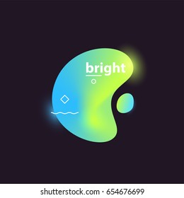 Abstract modern colorful gradient shapes on dark background. Blue and green acid colors with white geometric elements. Vector minimalist artwork template for web design and branding