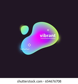 Abstract modern colorful gradient shapes on dark background. Violet, turquoise and yellow acid colors with white geometric elements. Vector minimalist artwork template for web design and branding