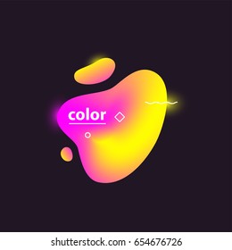 Abstract modern colorful gradient shapes on dark background. Pink and yellow acid colors with white geometric elements. Vector minimalist artwork template for web design and branding