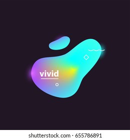Abstract modern colorful gradient shapes on dark background. Violet, turquoise and yellow acid colors with white geometric elements. Vector minimalist artwork template for web design and branding