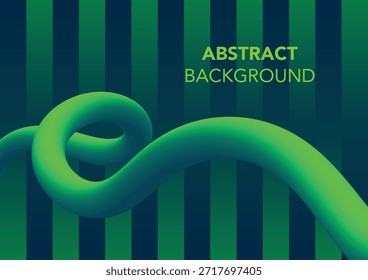 Abstract Modern colorful  green Gradient Fluid Waves. Flowing Spiral Strokes Line Art , 3d line effect, Green Background 