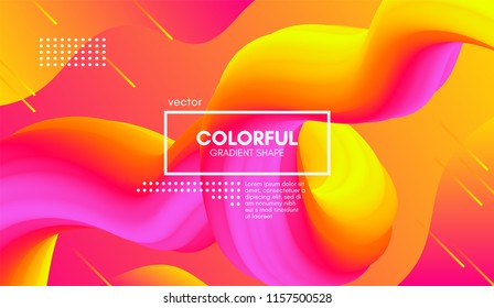 Abstract Modern Colorful Liquid Shape. 3d Graphic Fluid Background. Trendy Vibrant Gradient for Banner, Poster, Brochure. Modern Vector Illustration. Bright Wave Template with Futuristic Flow Elements