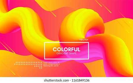 Abstract Modern Colorful Liquid Shape. 3d Graphic Fluid Background. Trendy Vibrant Gradient for Banner, Poster, Brochure. Modern Vector Illustration. Bright Wave Template with Futuristic Flow Elements