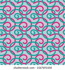 Abstract modern colorful spiral seamless pattern for textile, fabric, wrapping paper, wallpaper, background, fashion design. Vector illustration.