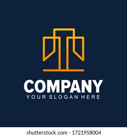 abstract modern colorful t letter real estate home and building logo design, t logo, law iconic logo 