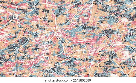 Abstract modern colorful texture flower pattern. Spring colorful floral background.