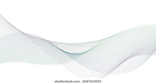 Abstract modern colorful wavy stylized blend liens on white background. Blending gradient colors. Digital frequency track equalizer. 