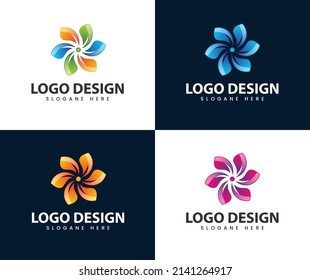 Resumen diseño de logotipo 3d moderno y colorido