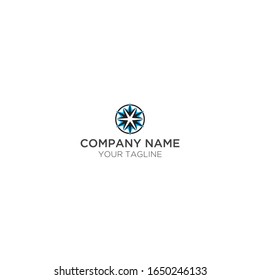 abstract modern compass logo in blue and gray