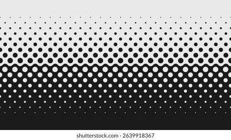 Abstract modern composition in brutalism style, Postmodern geometric ornament with simple shapes in black and white colors, bold aesthetic, Repeating vector dotted halftone gradient texture
