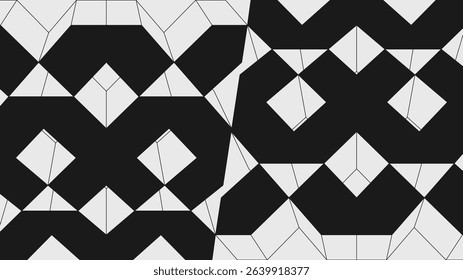 Abstract modern composition in brutalism style, Postmodern geometric ornament with simple shapes in black and white colors, bold aesthetic, volumetric pattern formed from brutal elements