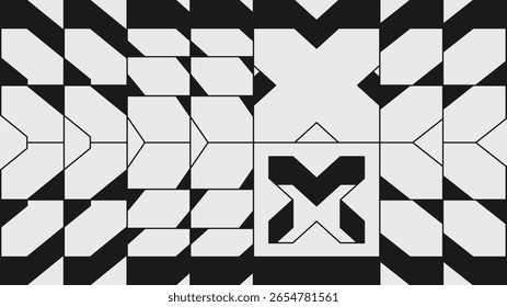 Abstract modern composition in brutalism style, Postmodern geometric ornament with simple shapes in monochrome colors, bold aesthetic, volumetric 3d brutal isometric pattern