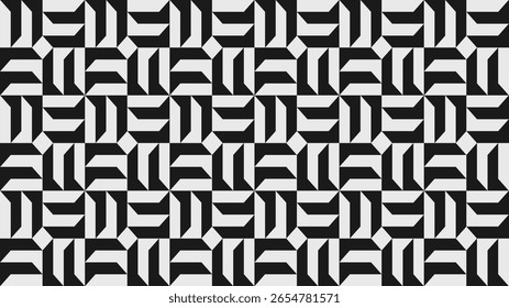 Abstractas composición moderna en estilo brutalismo, adorno geométrico posmoderno con Formas simples en colores blanco y negro, estética audaz, fondo de patrón sin fisuras de moda para diseño de portada, póster