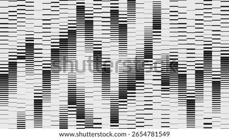 Abstract modern composition in brutalism style, Postmodern geometric ornament with simple shapes in monochrome color, soundwave, rhythm signal frequency and equalizer gradient transition