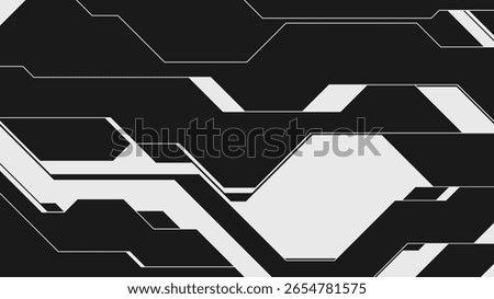 Abstract modern composition in brutalism style, Postmodern geometric ornament with simple shapes in black and white colors, bold aesthetic, Sci-fi futuristic cyberpunk tech hud virtual screen