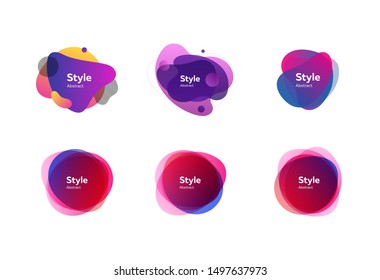 Abstrakter moderner Kompositionsset. Farbige mehrschichtige Formen mit Beispieltext. Trendy minimale Vorlagen für Präsentationen, Banner, Flyer und Logos. Vektorgrafik