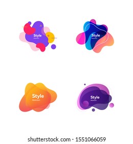 Abstract modern composition set. Colorful multi layer shapes with sample text. Trendy minimal templates for presentations, banners, flyers and logos. Vector illustration