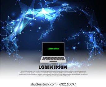 Abstract of modern computer network. Network concept design Technology, Connection background, Abstract science