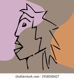 Abstract modern contamporary face portrait. Hand drawn vector illustration in modern minimal style. Continuous line art.