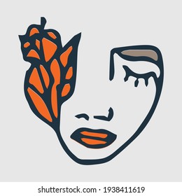 Abstract modern contamporary face portrait. Hand drawn vector illustration in modern minimal style. Continuous line art.