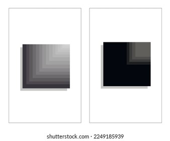 abstract modern contemporary art; set of black geometrical shapes with shadow; print wall art; minimal posters for a different area