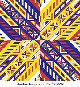 abstract modern contemporary red yellow blue and white geometric native pattern