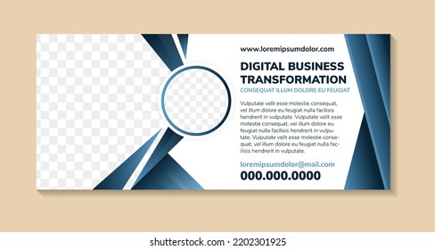Abstract modern corporate business digital transformation agency for social media page cover banner template. blue gradient color element. space for photo collage and text. horizontal layout design