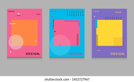 abstract modern cover design with memphis style. fun circle banner design with memphis element. can be used to advertising, cover, brochure, flyer, book, promotion sale banner. vector 