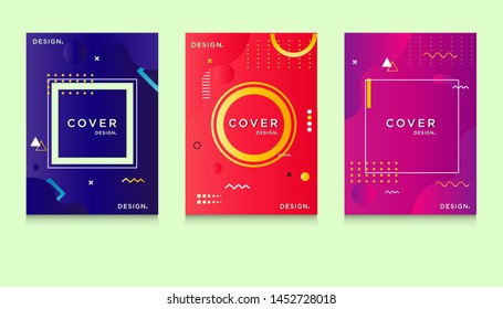 abstract modern cover design with memphis style. fun circle banner design with memphis element. can be used to advertising, cover, brochure, flyer, book, promotion sale banner. vector 