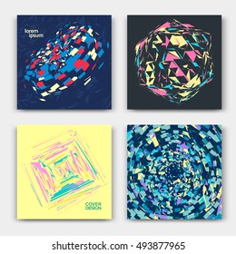 Abstract modern cover set design template. Retro geometric background. Vector