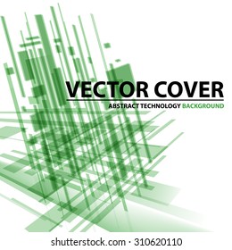  Abstract modern cover with text and heading. Technology or business or science green background. Digital design, transparent geometric shapes. Futuristic style. Vector version